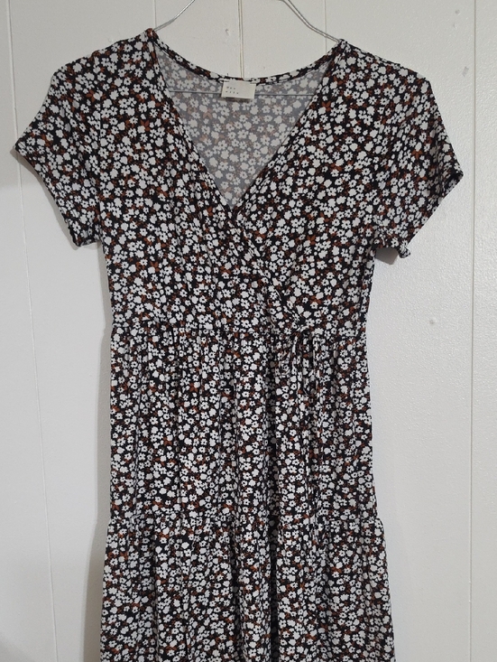 dee daily Dresses & Skirts - Women’s Black Floral Wrap-Style Dress